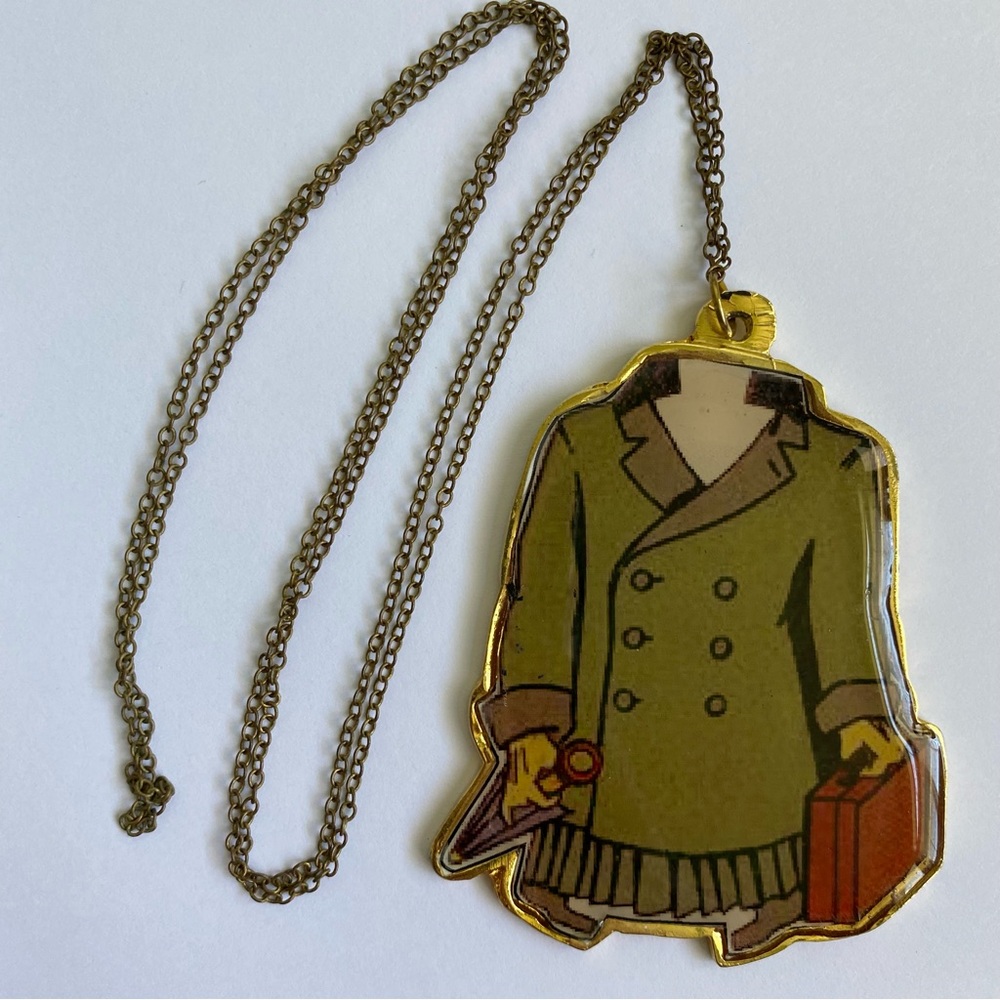 Vintage Style Costume Jewelry | Large Coat Pendant on Gold Chain
